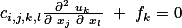 $c_{i,j,k,l}\frac{\partial^2 u_{k}}{\partial x_j \partial x_l} + f_k=0$