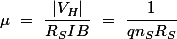 \mu = \frac{|V_H|}{R_SIB} = \frac{1}{qn_SR_S}