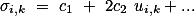 \sigma_{i,k} = c_1 + 2c_2 u_{i,k}+...