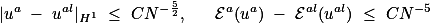 |u^{a} - u^{al}|_{H^1} \leq CN^{-\frac{5}{2}}, \quad \mathcal{E}^{a}(u^a) - \mathcal{E}^{al}(u^{al}) \leq CN^{-5}