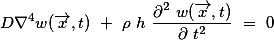 D\nabla^4w(\overrightarrow{x},t) + \rho h \frac{\partial^2 w(\overrightarrow{x},t)}{\partial t^2} = 0